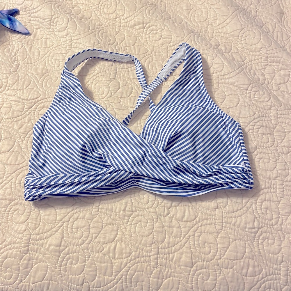 Striped Blue and White Bikini Top - Picture 2 of 6